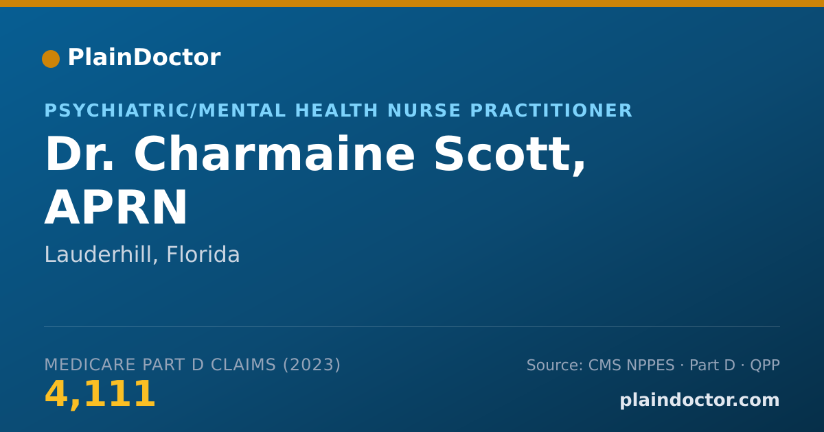 Shareable card for Charmaine Scott, APRN - Psychiatric/Mental Health Nurse Practitioner, Lauderhill, FL