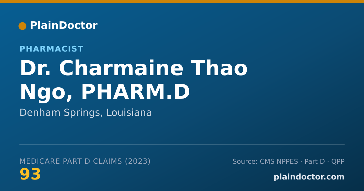 Shareable card for Charmaine Thao Ngo, PHARM.D - Pharmacist, Denham Springs, LA