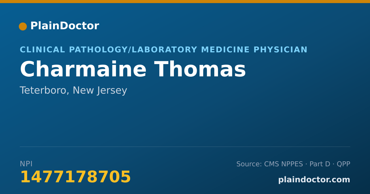 Shareable card for Charmaine Thomas - Clinical Pathology/Laboratory Medicine Physician, Teterboro, NJ