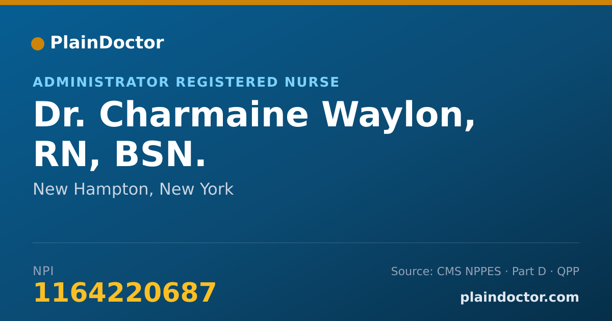 Shareable card for Charmaine Waylon, RN, BSN. - Administrator Registered Nurse, New Hampton, NY