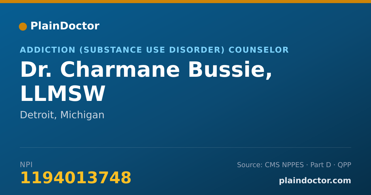 Shareable card for Charmane Bussie, LLMSW - Addiction (Substance Use Disorder) Counselor, Detroit, MI