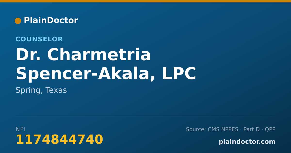 Shareable card for Charmetria Spencer-Akala, LPC - Counselor, Spring, TX
