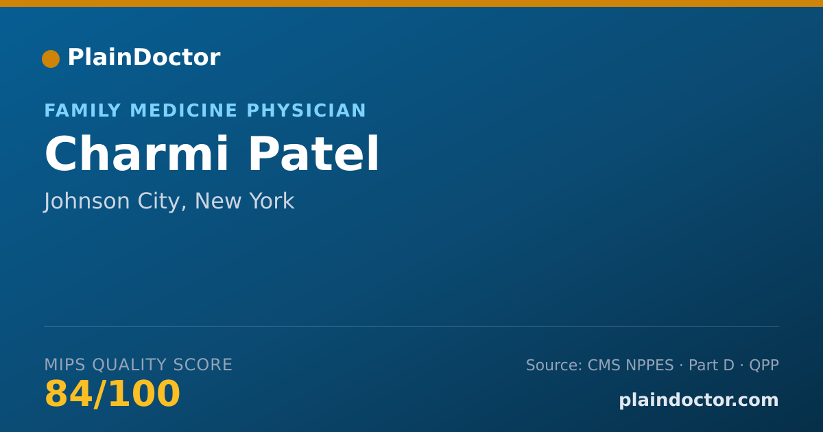 Shareable card for Charmi Patel - Family Medicine Physician, Johnson City, NY