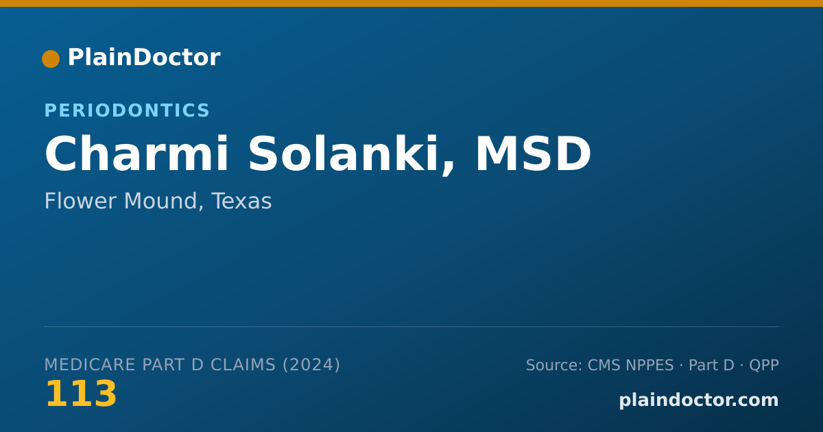 Shareable card for Charmi Solanki, MSD - General Practice Dentistry, Flower Mound, TX
