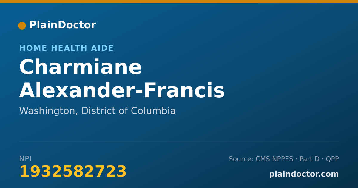 Shareable card for Charmiane Alexander-Francis - Home Health Aide, Washington, DC