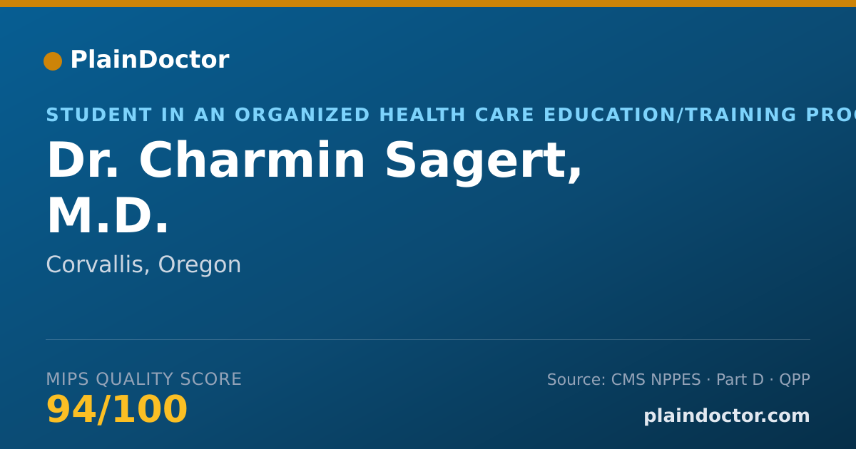 Shareable card for Charmin Sagert, M.D. - Student in an Organized Health Care Education/Training Program, Corvallis, OR