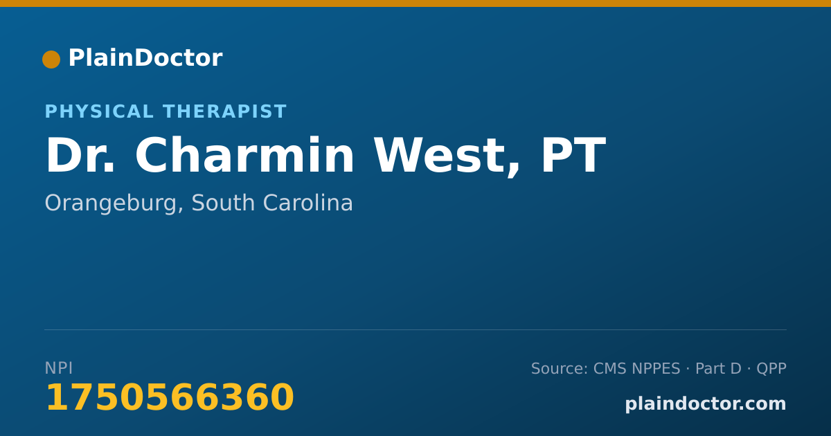 Shareable card for Charmin West, PT - Physical Therapist, Orangeburg, SC