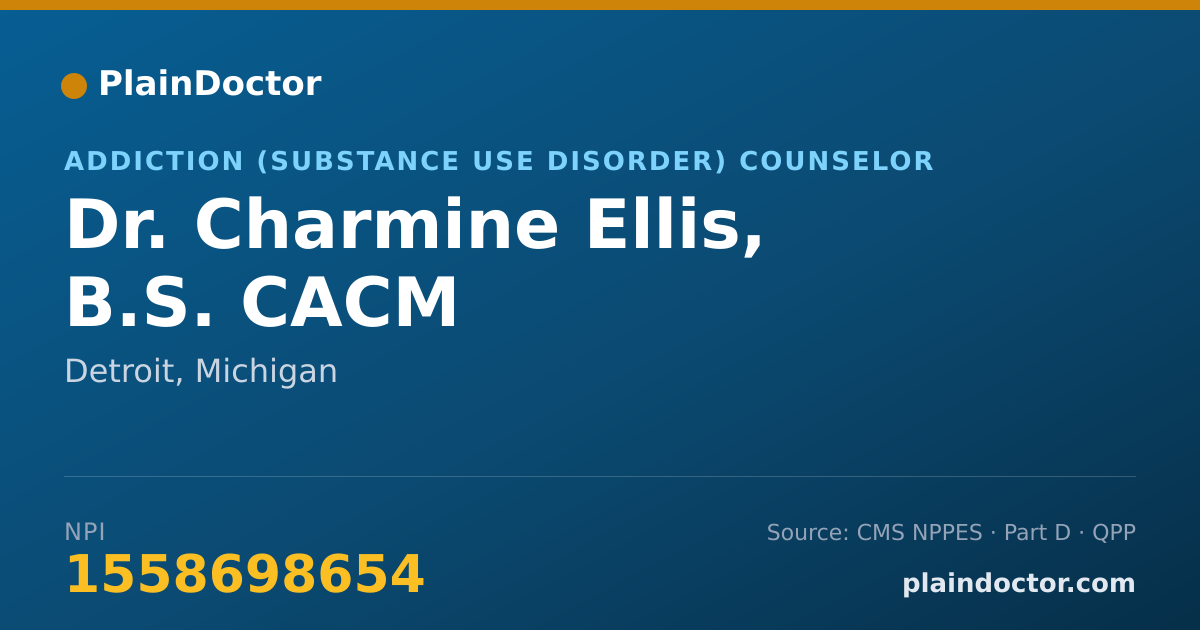 Shareable card for Charmine Ellis, B.S. CACM - Addiction (Substance Use Disorder) Counselor, Detroit, MI