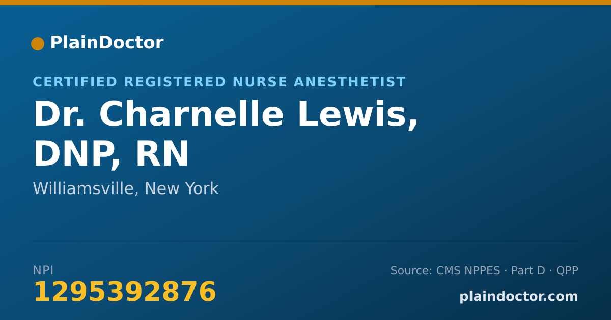 Shareable card for Charnelle Lewis, DNP, RN - Certified Registered Nurse Anesthetist, Williamsville, NY