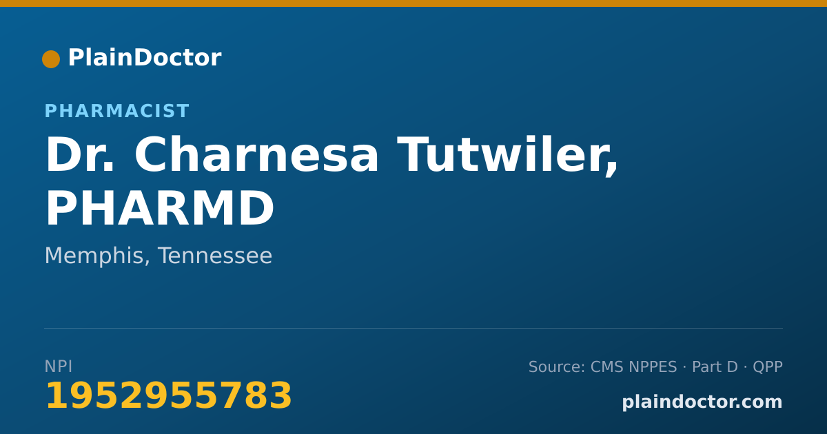 Shareable card for Charnesa Tutwiler, PHARMD - Pharmacist, Memphis, TN
