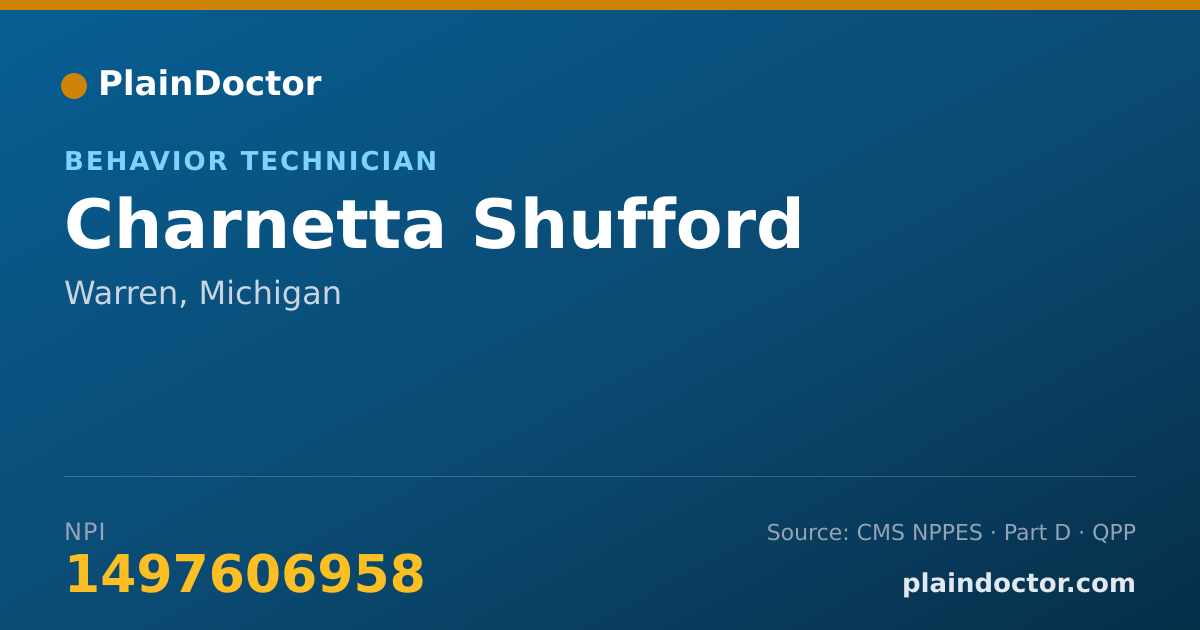 Shareable card for Charnetta Shufford - Behavior Technician, Warren, MI
