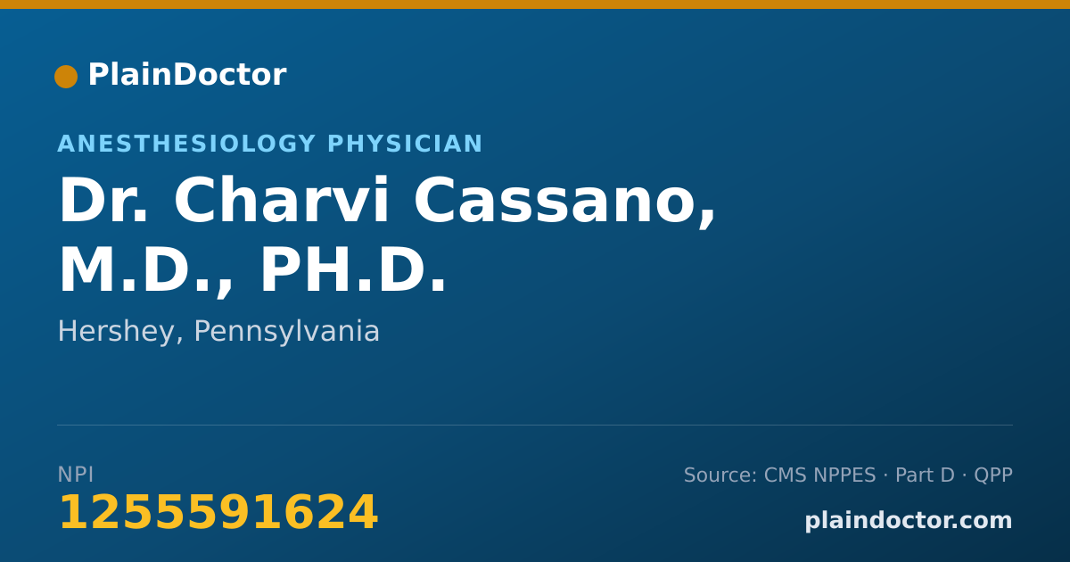 Shareable card for Charvi Cassano, M.D., PH.D. - Anesthesiology Physician, Hershey, PA