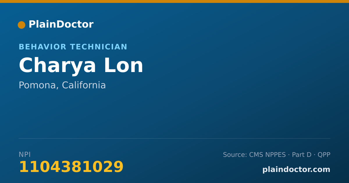 Shareable card for Charya Lon - Behavior Technician, Pomona, CA