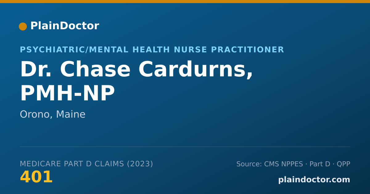 Shareable card for Chase Cardurns, PMH-NP - Psychiatric/Mental Health Nurse Practitioner, Orono, ME