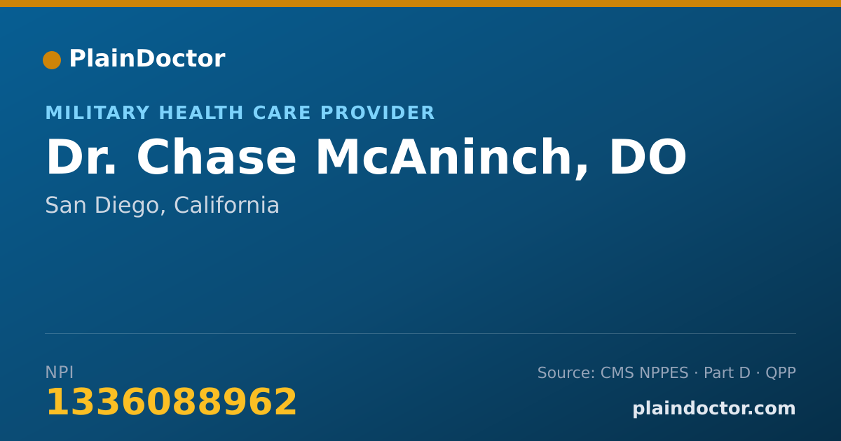 Shareable card for Chase McAninch, DO - Military Health Care Provider, San Diego, CA