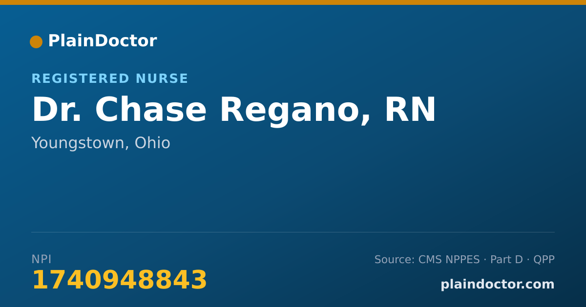 Shareable card for Chase Regano, RN - Registered Nurse, Youngstown, OH
