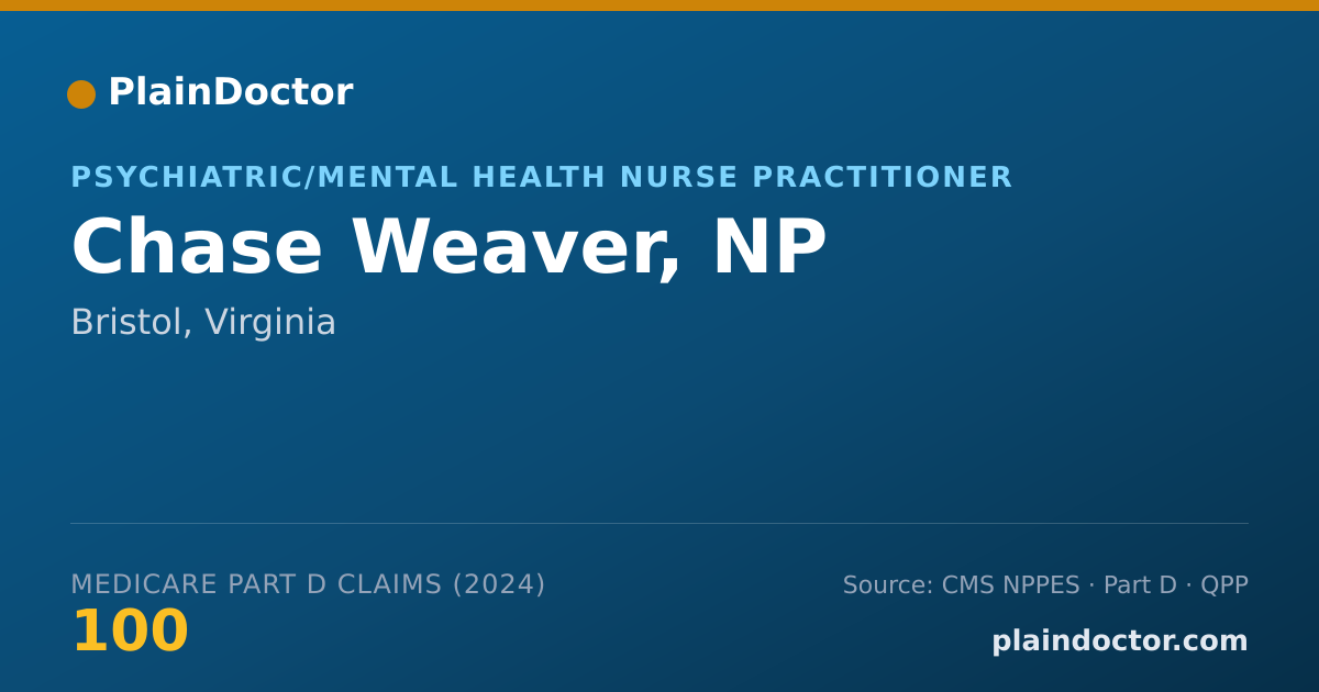 Shareable card for Chase Weaver, NP - Psychiatric/Mental Health Nurse Practitioner, Bristol, VA
