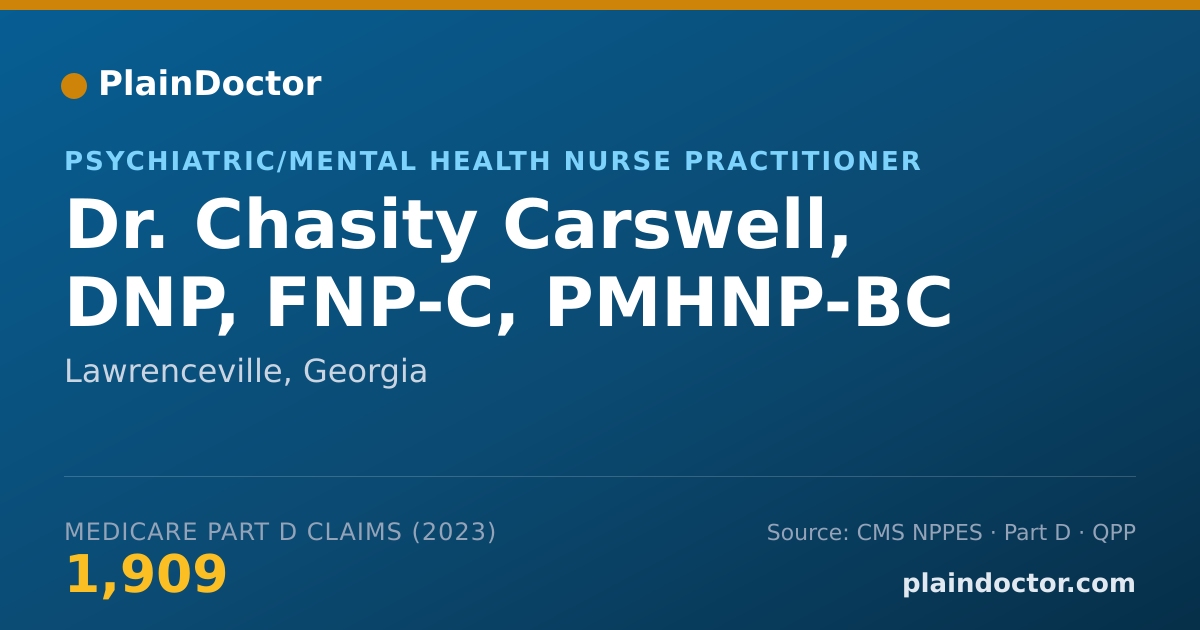 Shareable card for Chasity Carswell, DNP, FNP-C, PMHNP-BC - Psychiatric/Mental Health Nurse Practitioner, Lawrenceville, GA