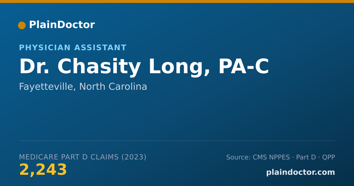 Shareable card for Chasity Long, PA-C - Physician Assistant, Fayetteville, NC