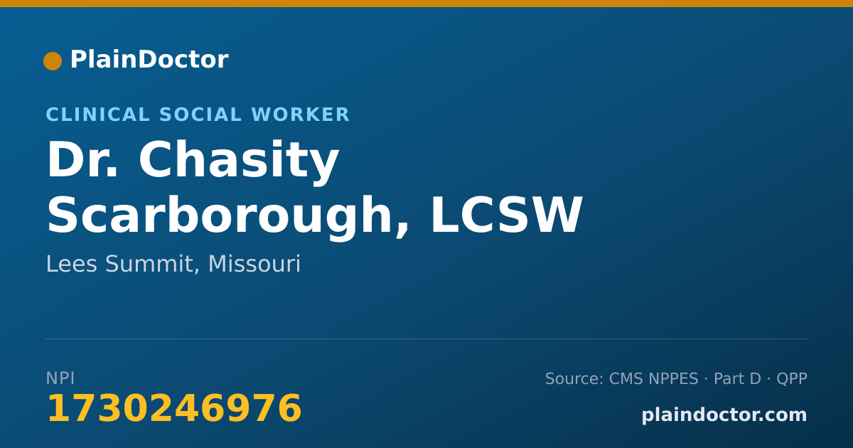 Shareable card for Chasity Scarborough, LCSW - Clinical Social Worker, Lees Summit, MO