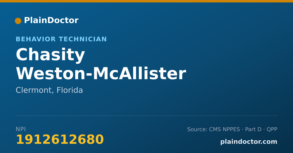 Shareable card for Chasity Weston-McAllister - Behavior Technician, Clermont, FL