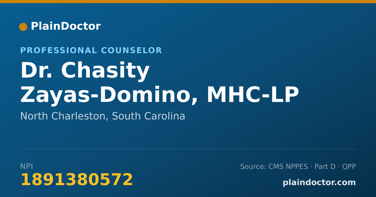 Shareable card for Chasity Zayas-Domino, MHC-LP - Professional Counselor, North Charleston, SC