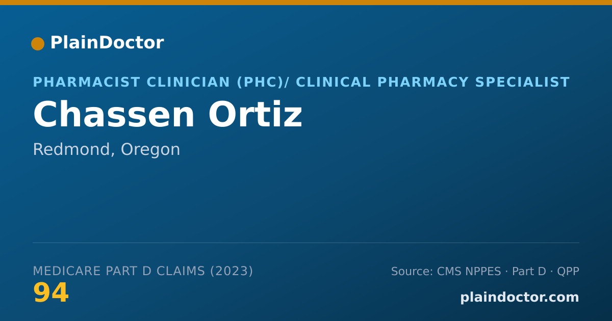 Shareable card for Chassen Ortiz - Pharmacist Clinician (PhC)/ Clinical Pharmacy Specialist, Redmond, OR