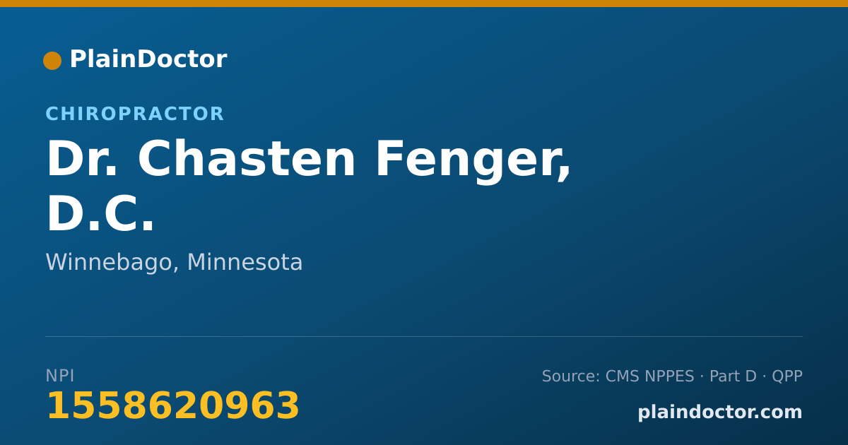 Shareable card for Chasten Fenger, D.C. - Chiropractor, Winnebago, MN