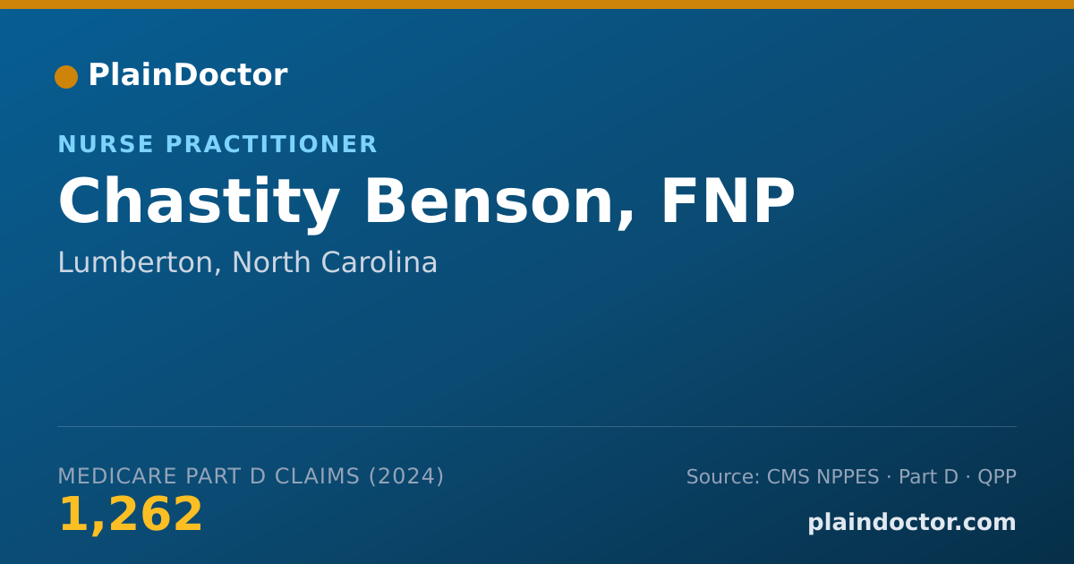Shareable card for Chastity Benson, FNP - Nurse Practitioner, Lumberton, NC