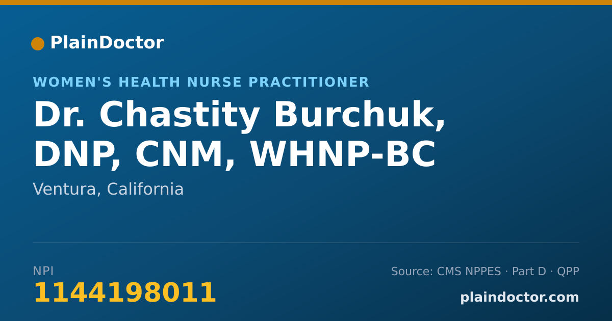 Shareable card for Chastity Burchuk, DNP, CNM, WHNP-BC - Women's Health Nurse Practitioner, Ventura, CA