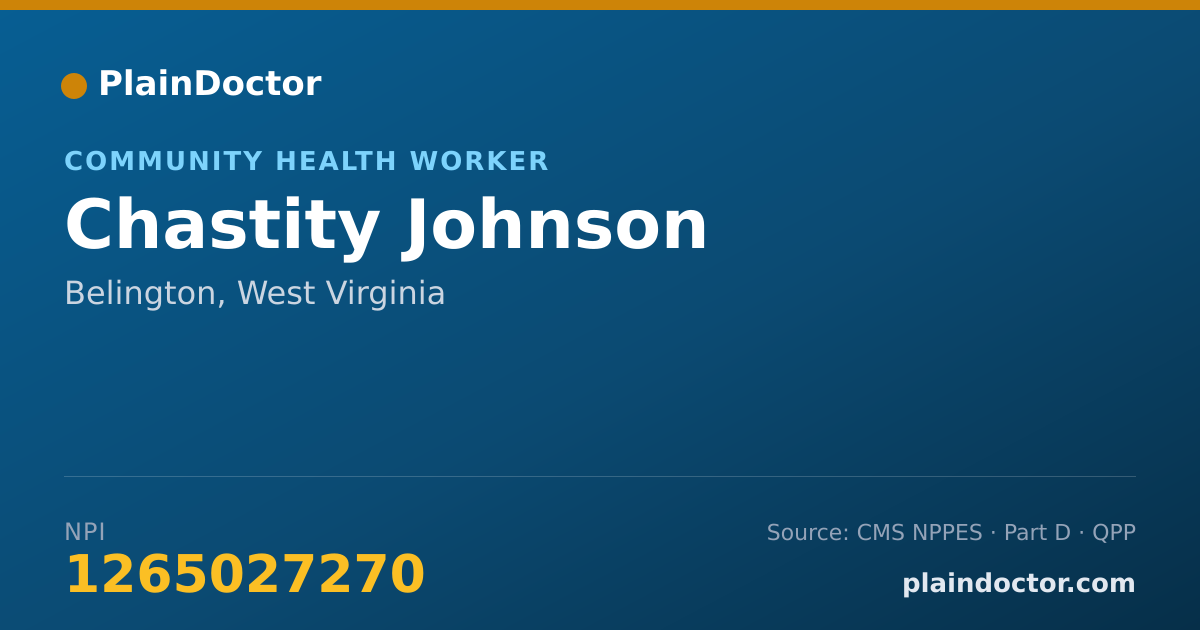 Shareable card for Chastity Johnson - Community Health Worker, Belington, WV