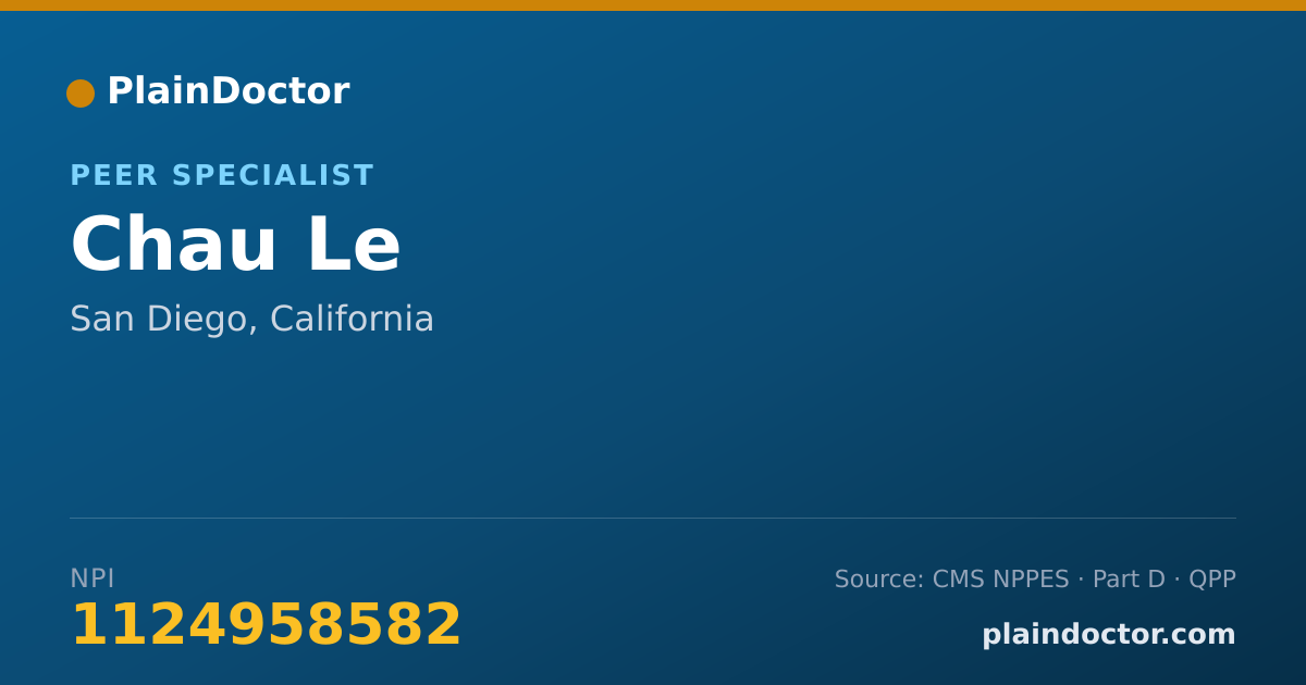 Shareable card for Chau Le - Peer Specialist, San Diego, CA