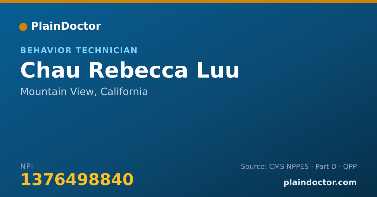 Shareable card for Chau Rebecca Luu - Behavior Technician, Mountain View, CA