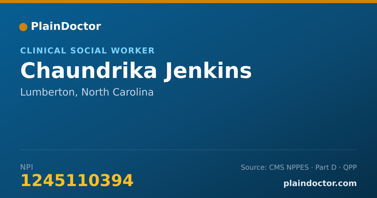 Shareable card for Chaundrika Jenkins - Clinical Social Worker, Lumberton, NC