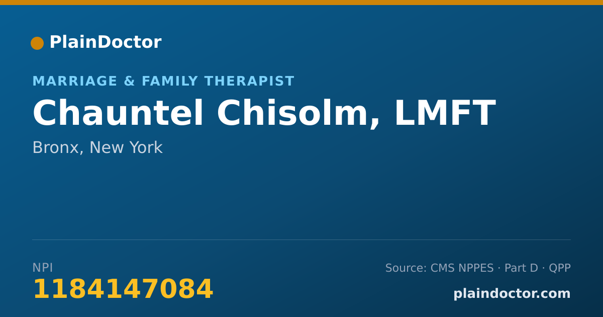 Shareable card for Chauntel Chisolm, LMFT - Marriage & Family Therapist, Bronx, NY