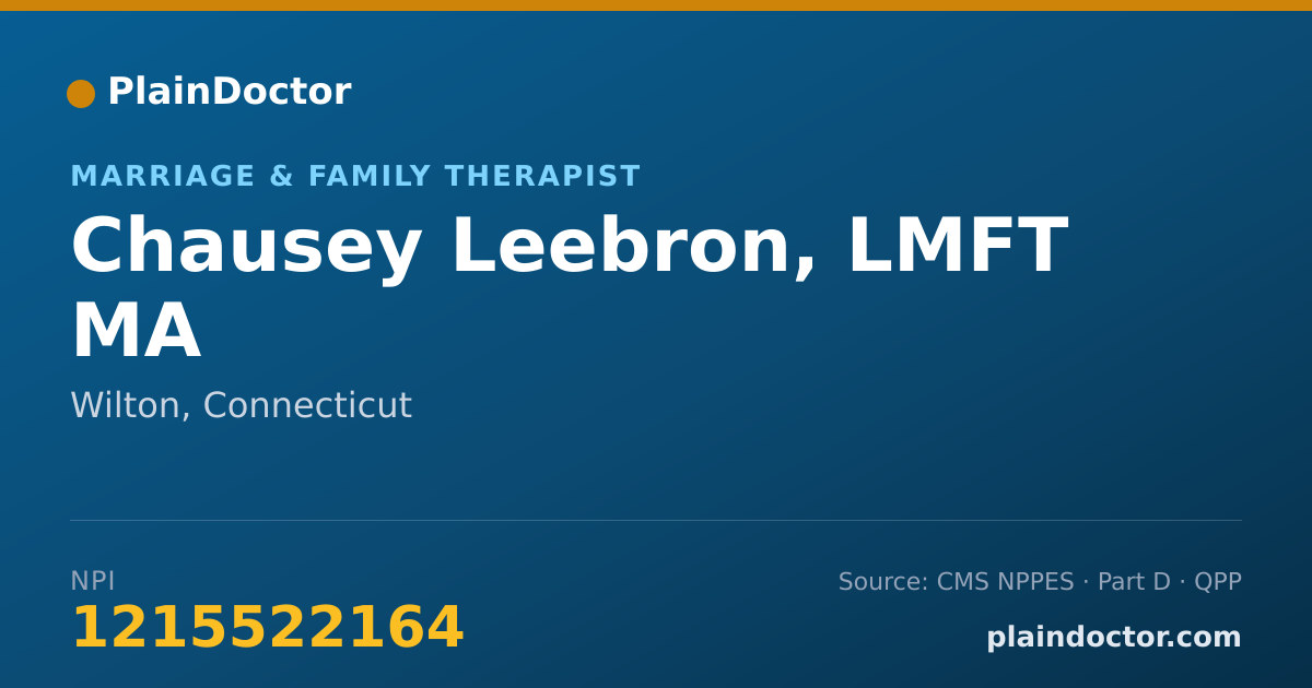 Shareable card for Chausey Leebron, LMFT MA - Marriage & Family Therapist, Wilton, CT