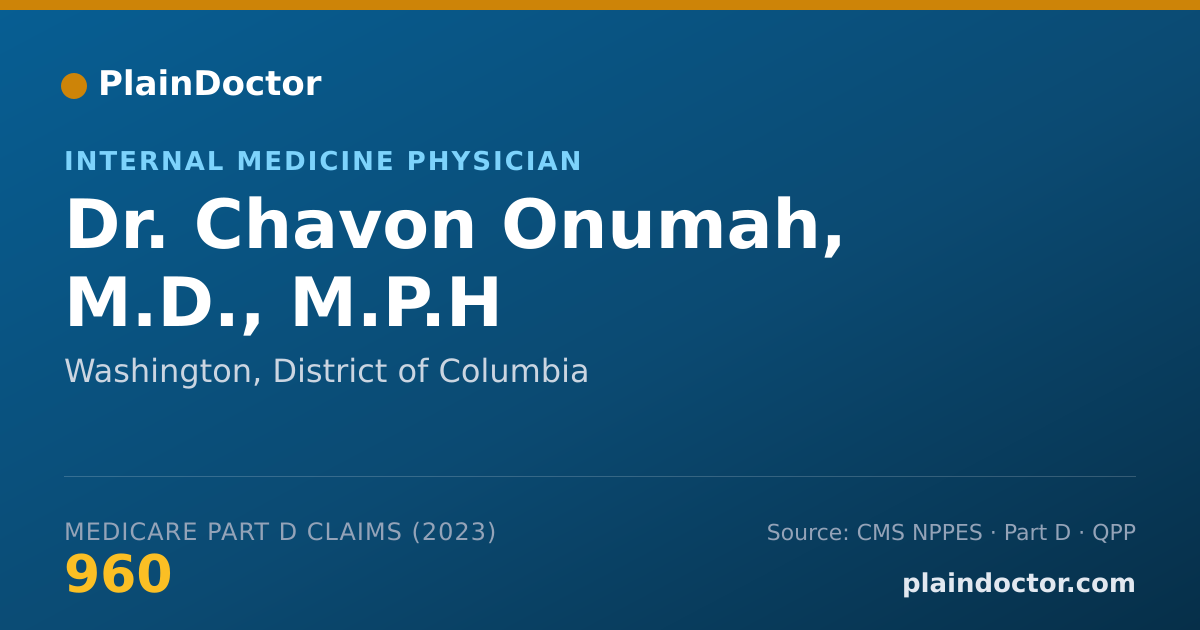 Shareable card for Chavon Onumah, M.D., M.P.H - Internal Medicine Physician, Washington, DC