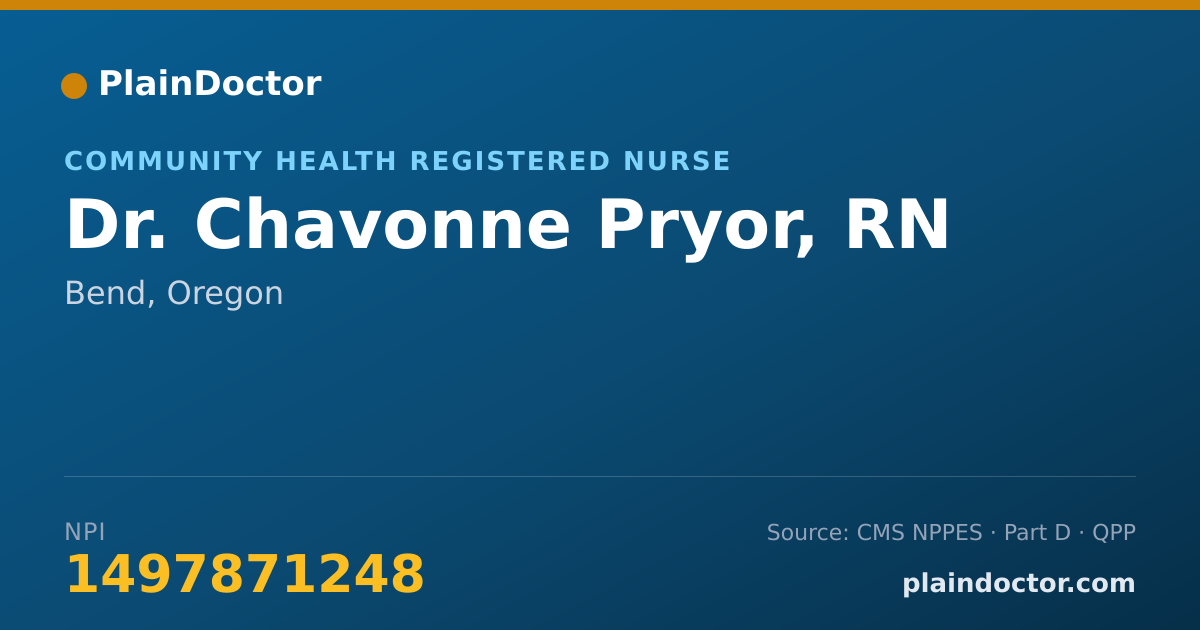 Shareable card for Chavonne Pryor, RN - Community Health Registered Nurse, Bend, OR