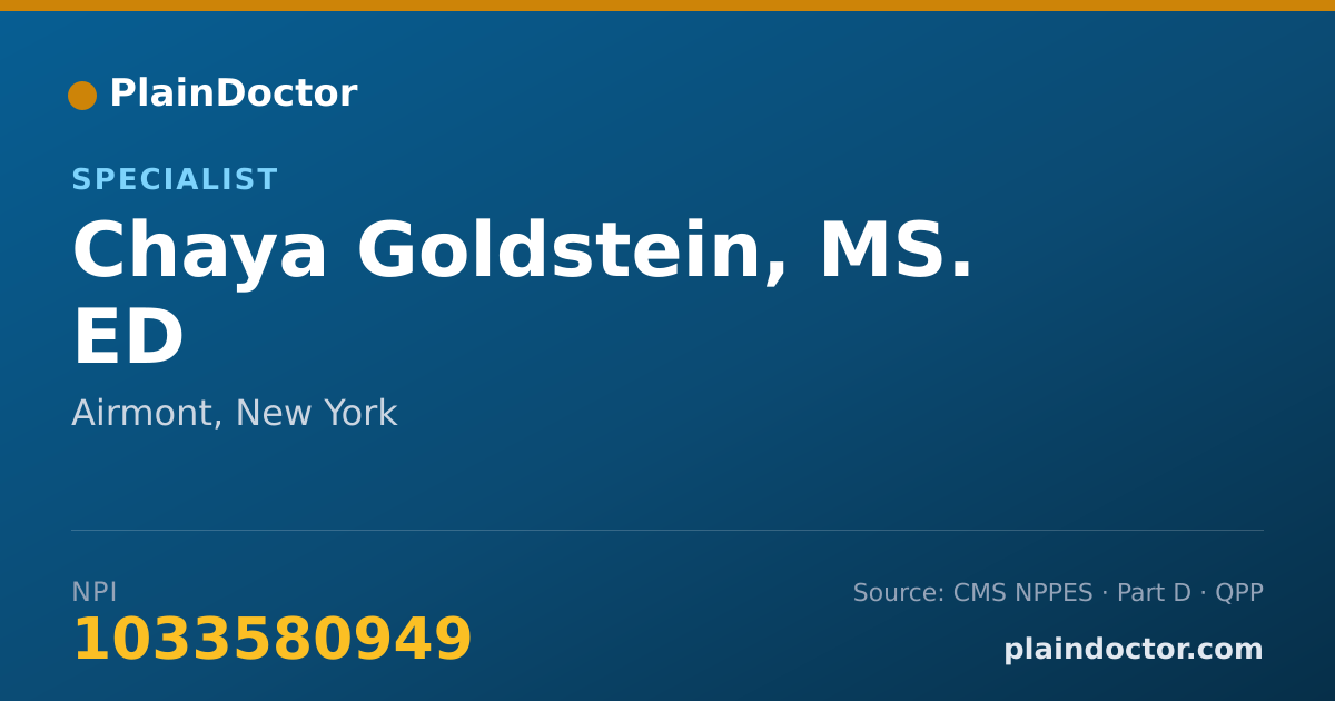 Shareable card for Chaya Goldstein, MS. ED - Specialist, Airmont, NY