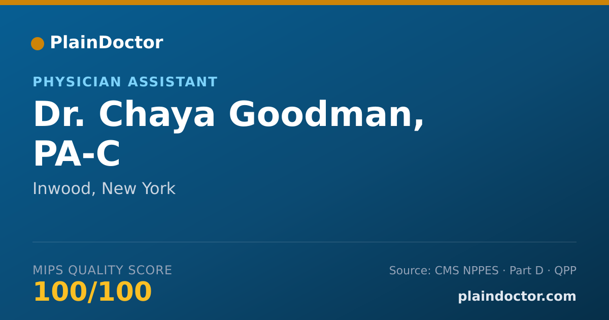 Shareable card for Chaya Goodman, PA-C - Physician Assistant, Inwood, NY