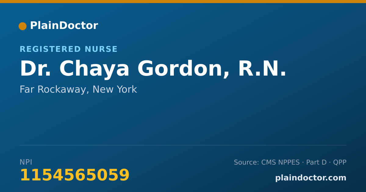 Shareable card for Chaya Gordon, R.N. - Registered Nurse, Far Rockaway, NY