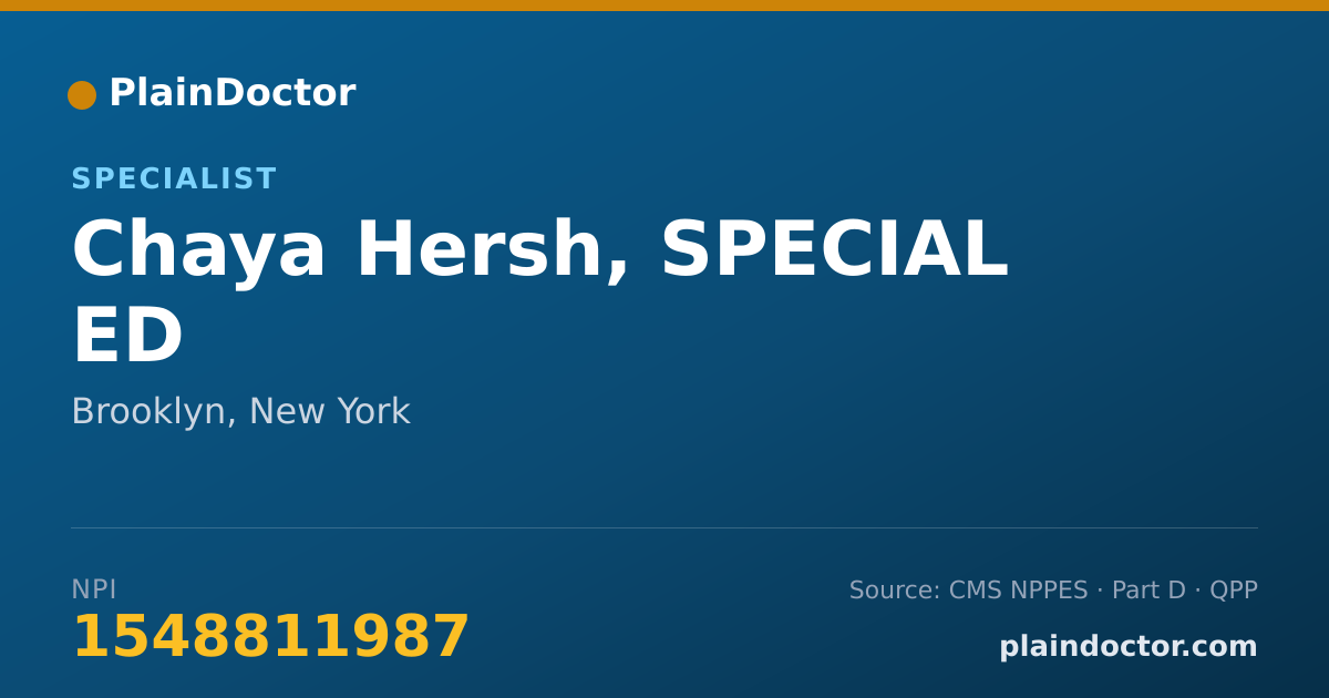 Shareable card for Chaya Hersh, SPECIAL ED - Specialist, Brooklyn, NY