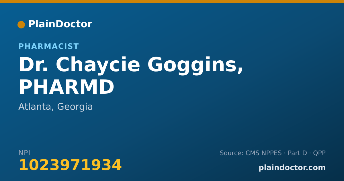 Shareable card for Chaycie Goggins, PHARMD - Pharmacist, Atlanta, GA