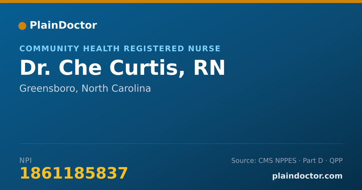 Shareable card for Che Curtis, RN - Community Health Registered Nurse, Greensboro, NC