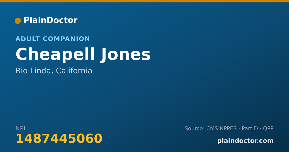 Shareable card for Cheapell Jones - Adult Companion, Rio Linda, CA