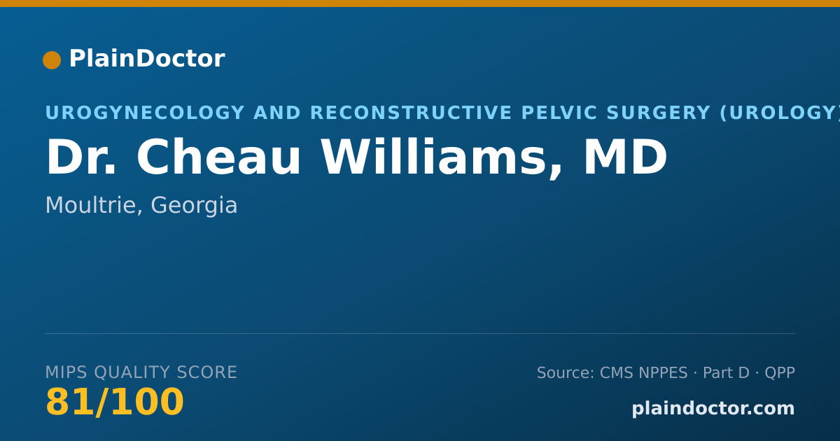 Shareable card for Cheau Williams, MD - Urogynecology and Reconstructive Pelvic Surgery (Urology) Physician, Moultrie, GA