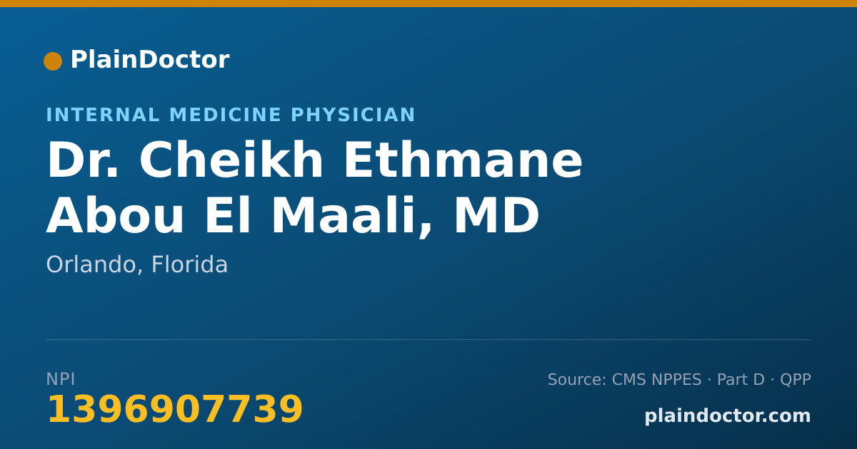 Shareable card for Cheikh Ethmane Abou El Maali, MD - Internal Medicine Physician, Orlando, FL