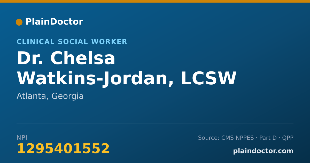 Shareable card for Chelsa Watkins-Jordan, LCSW - Clinical Social Worker, Atlanta, GA