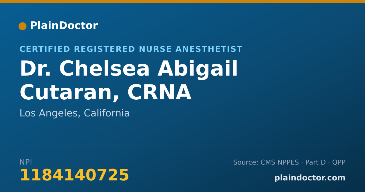 Shareable card for Chelsea Abigail Cutaran, CRNA - Certified Registered Nurse Anesthetist, Los Angeles, CA