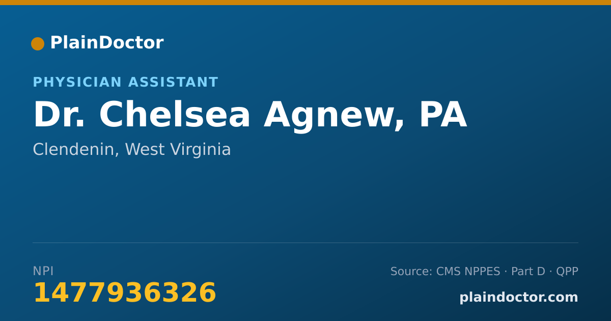 Shareable card for Chelsea Agnew, PA - Physician Assistant, Clendenin, WV